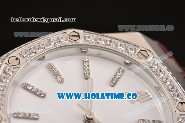 Audemars Piguet Royal Oak 41MM Asia Automatic Steel Case with White Dial Diamonds Bezel and Stick Markers - Click Image to Close